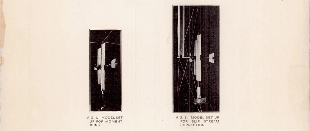 An illustration from Preliminary Experiments to Determine Scale and Slip-Stream Effects on a 1/24th Size Model of a JN4H Biplane, 1923, leaf 5