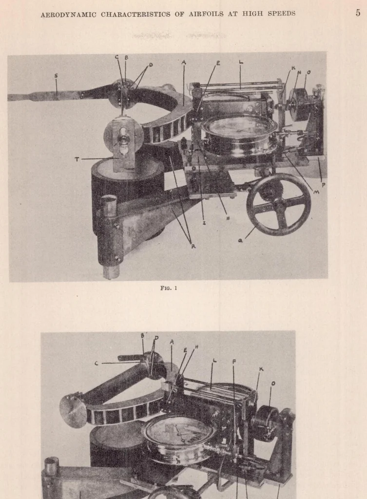 An illustration from Aerodynamic Characteristics of Airfoils at High Speeds, 1925, leaf 6