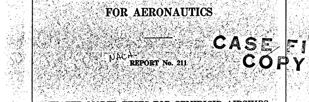 An illustration from Water model tests for semirigid airships, 1926, leaf 0