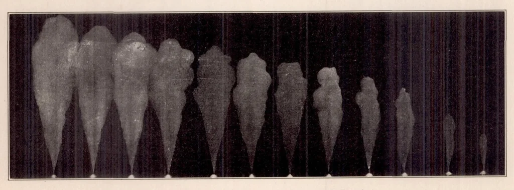 An illustration from Spray Penetration with a Simple Fuel Injection Nozzle, 1926, leaf 6