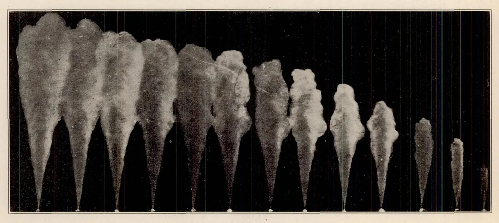 An illustration from Spray Penetration with a Simple Fuel Injection Nozzle, 1926, leaf 7