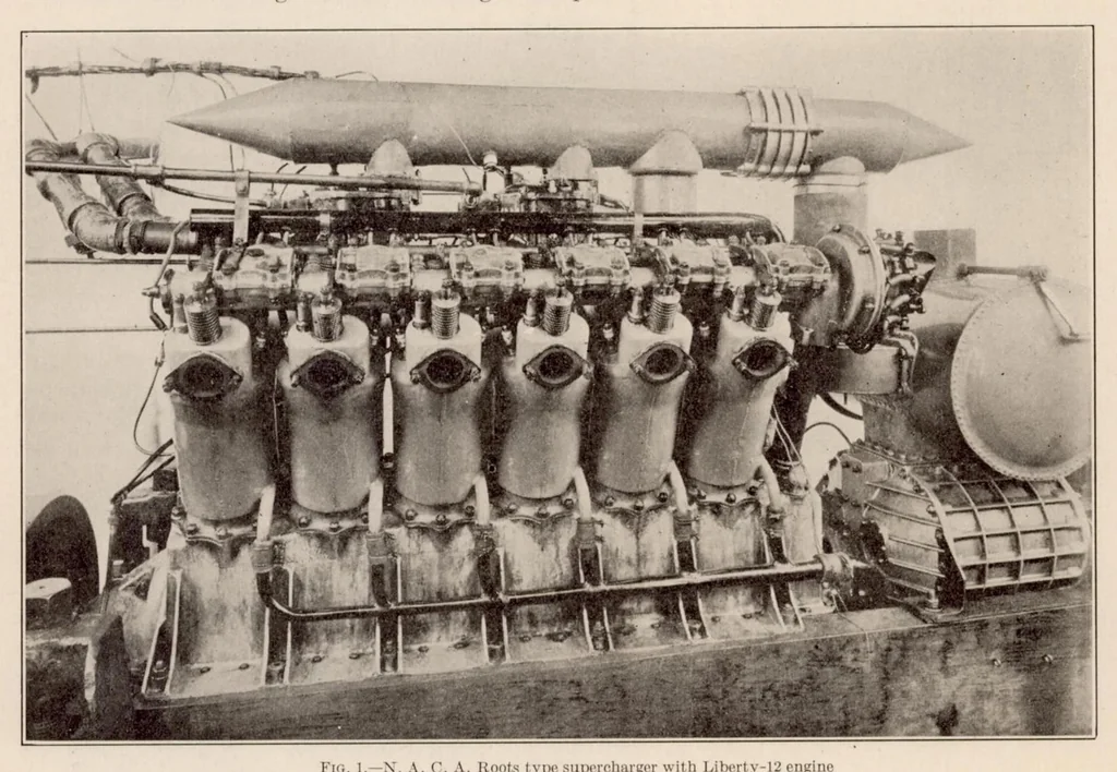 An illustration from Description and Laboratory Tests of a Roots Type Aircraft Engine Supercharger, 1926, leaf 6