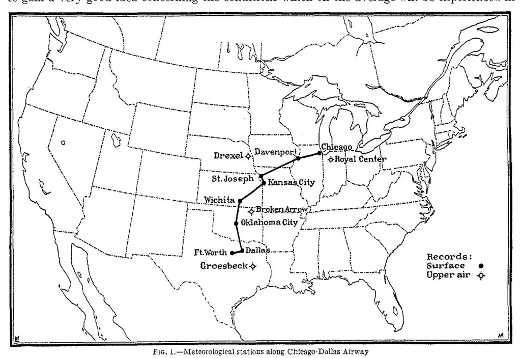 An illustration from Meteorological conditions along airways, 1927, leaf 3