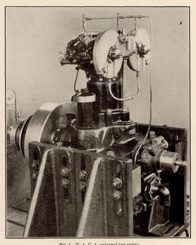 An illustration from Description of the NACA Universal Test Engine and Some Test Results, 1927, leaf 5
