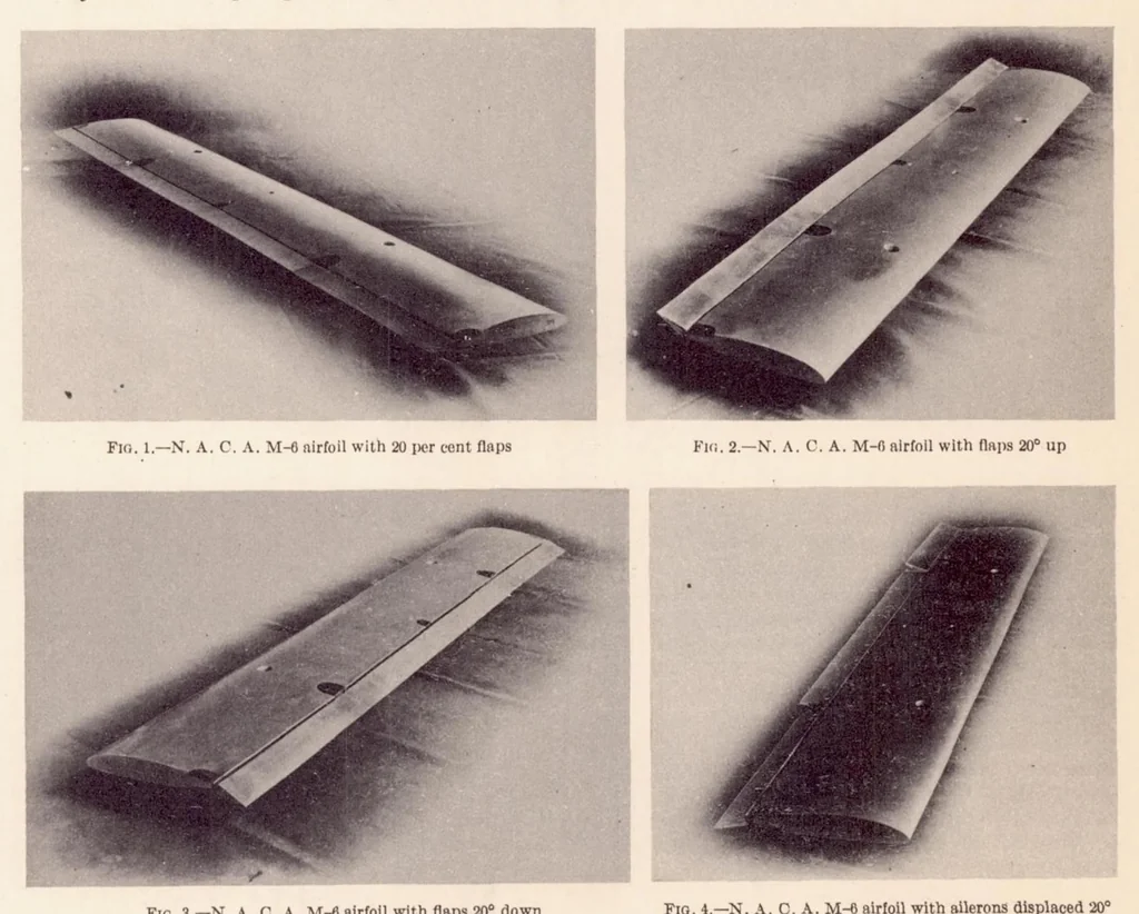 An illustration from The Effect of a Flap and Ailerons on the N.A.C.A. M-6 Airfoil Section, 1928, leaf 4