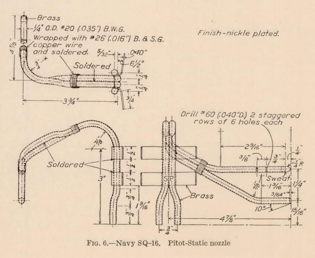 An illustration from Differential Pressures on a Pitot-venturi and a Pitot-static Nozzle over 360 Degrees Pitch and Yaw, 1928, leaf 6