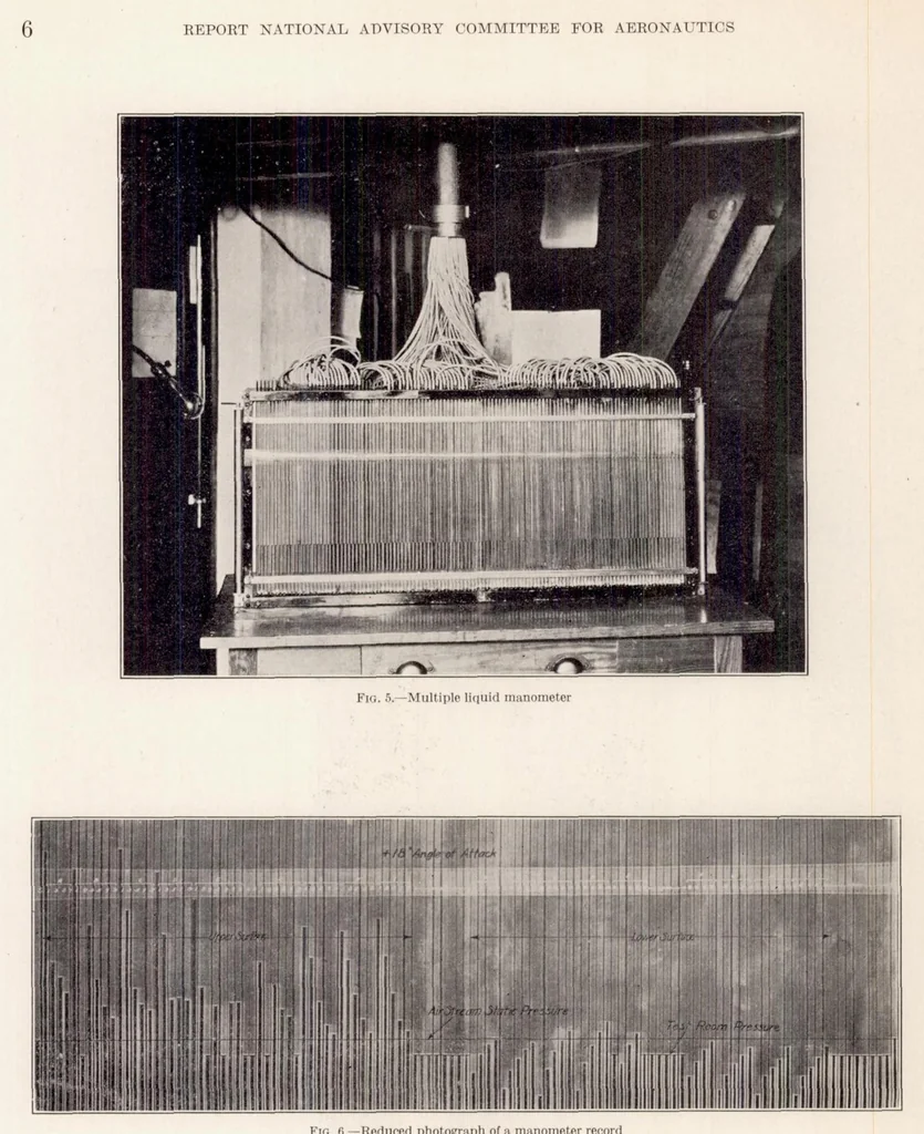 An illustration from Pressure Distribution Tests on PW-9 Wing Models Showing Effects of Biplane Interference, 1928, leaf 7