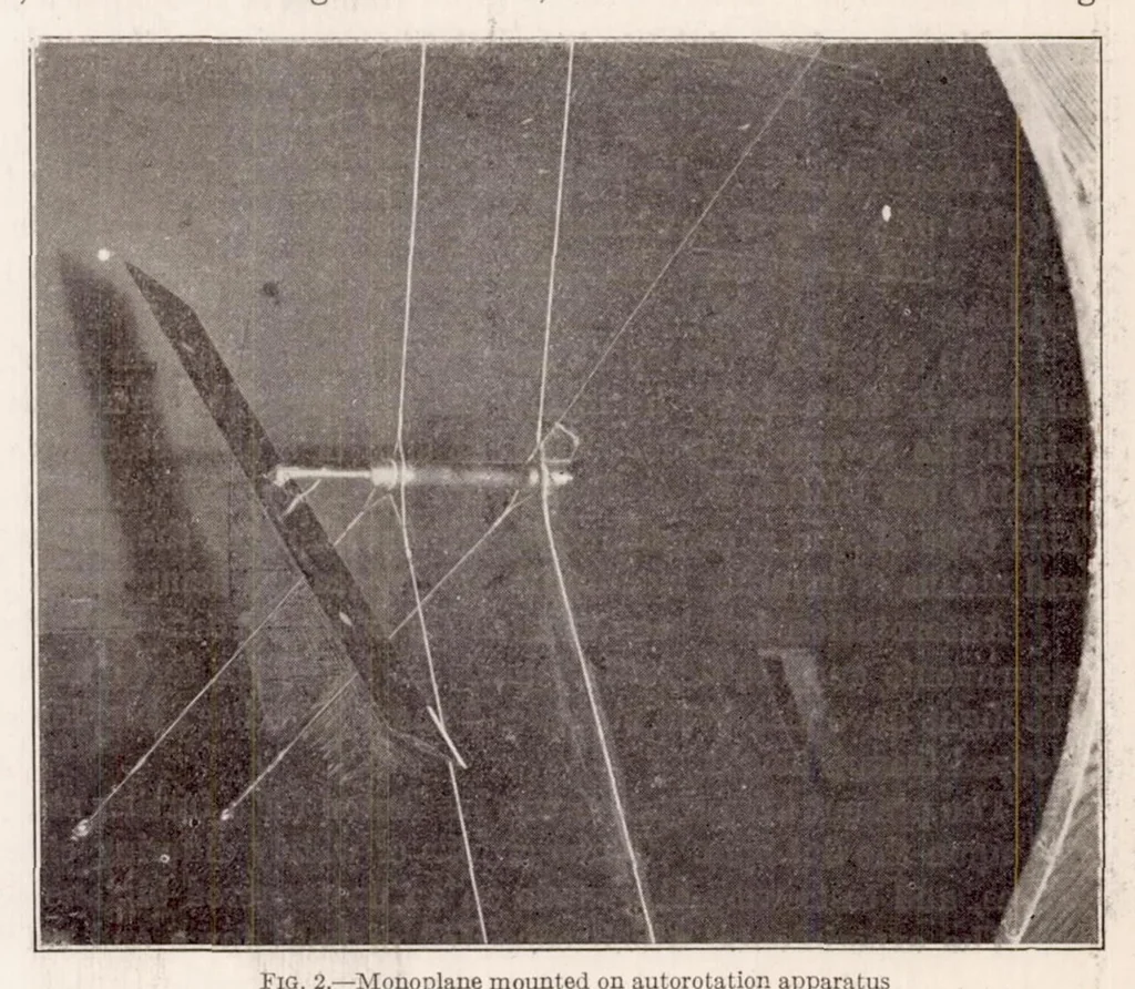 An illustration from Wind Tunnel Tests on Autorotation and the "Flat Spin.", 1928, leaf 5