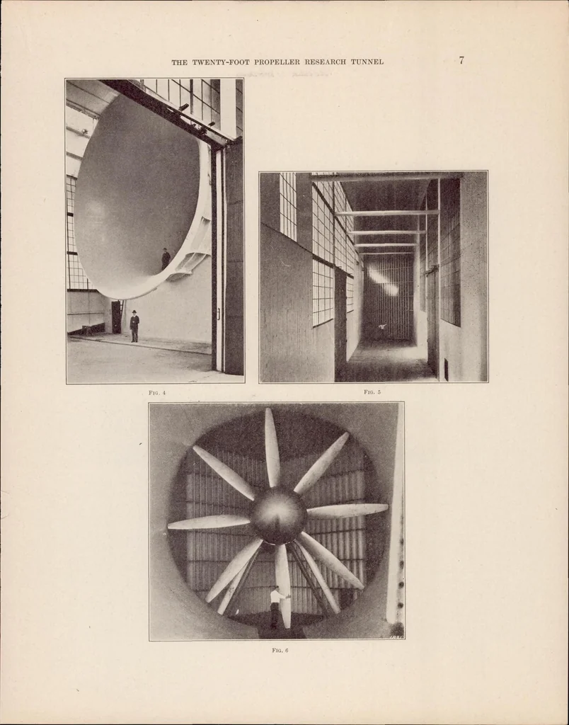 An illustration from The Twenty-Foot Propeller Research Tunnel of the National Advisory Committee for Aeronautics, 1929, leaf 8