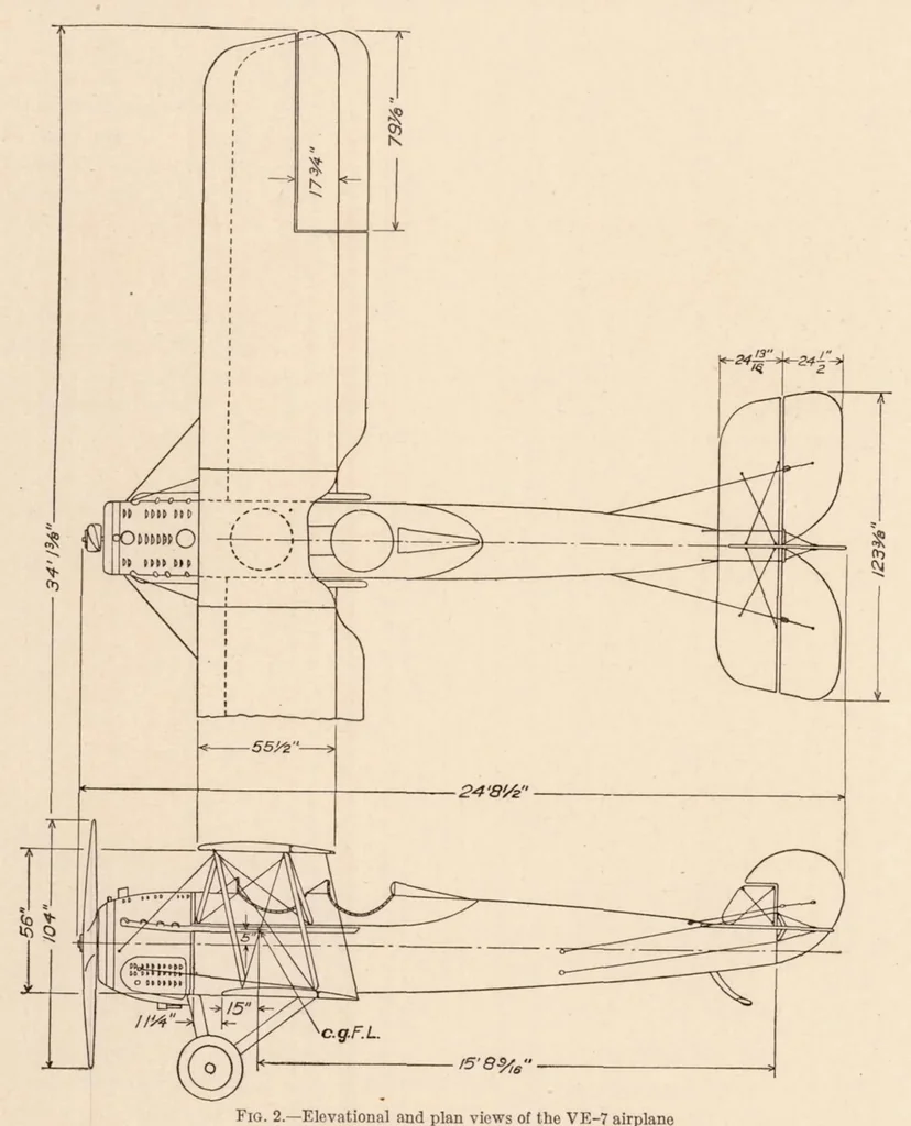 An illustration from Full-Scale Wind-Tunnel Tests of a Series of Metal Propellers on a VE-7 Airplane, 1929, leaf 5