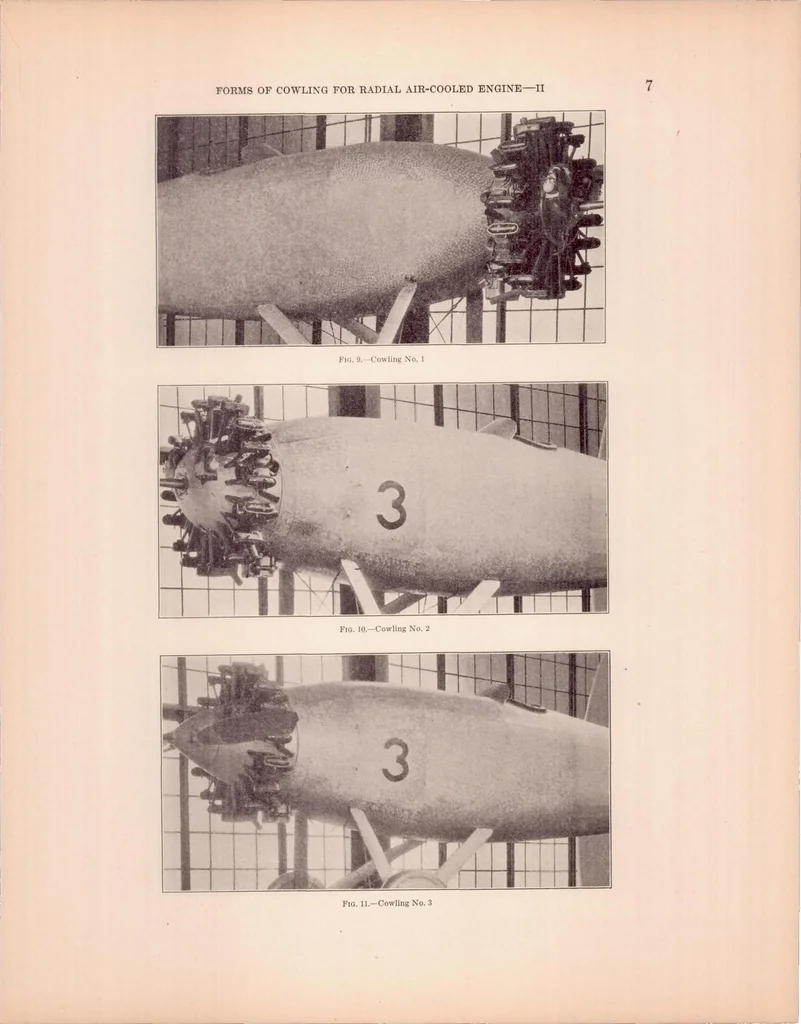 An illustration from Drag and Cooling with Various Forms of Cowling for a "Whirlwind" Radial Air-cooled Engine II, 1930, leaf 10