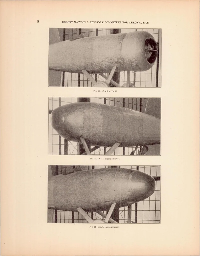 An illustration from Drag and Cooling with Various Forms of Cowling for a "Whirlwind" Radial Air-cooled Engine II, 1930, leaf 11