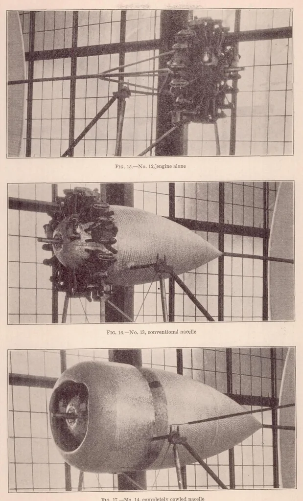 An illustration from Drag and Cooling with Various Forms of Cowling for a "Whirlwind" Radial Air-cooled Engine II, 1930, leaf 12
