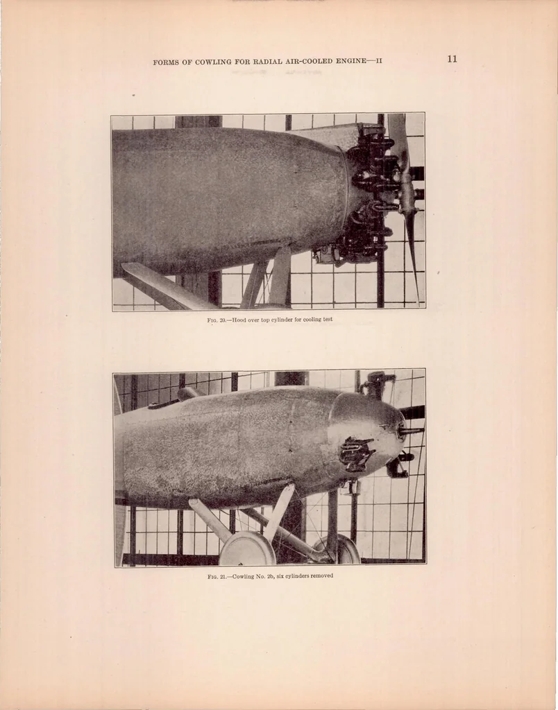 An illustration from Drag and Cooling with Various Forms of Cowling for a "Whirlwind" Radial Air-cooled Engine II, 1930, leaf 14