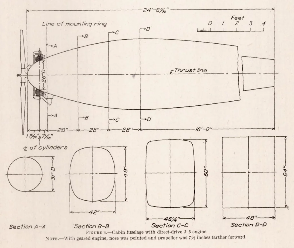 An illustration from The Effect of Reduction Gearing on Propeller-body Interference as Shown by Full-Scale Wind-Tunnel Tests, 1931, leaf 8