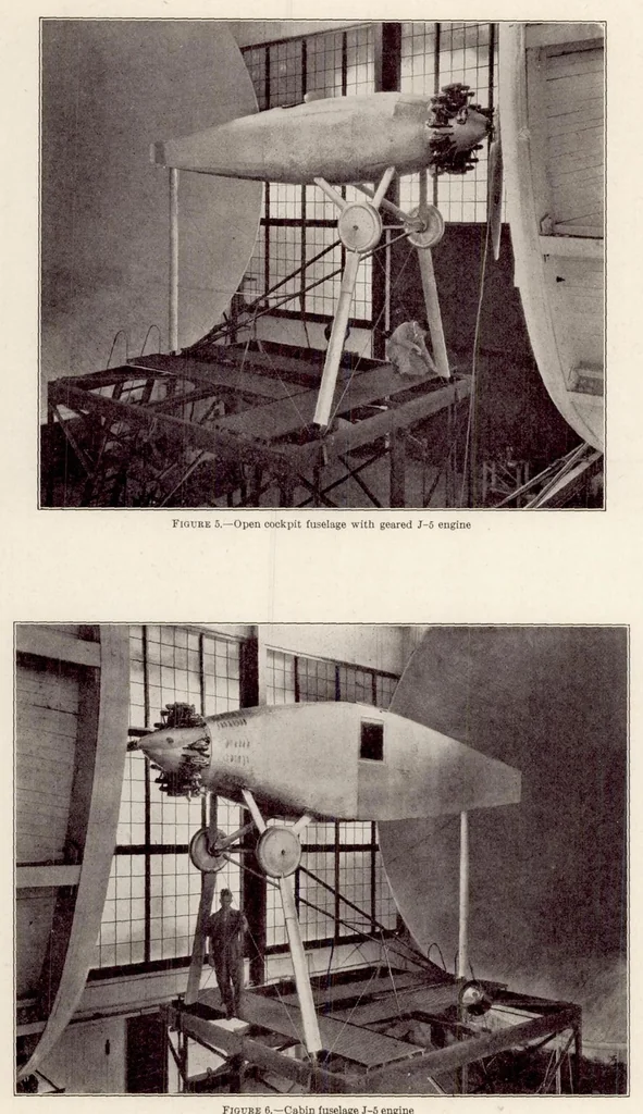 An illustration from The Effect of Reduction Gearing on Propeller-body Interference as Shown by Full-Scale Wind-Tunnel Tests, 1931, leaf 9