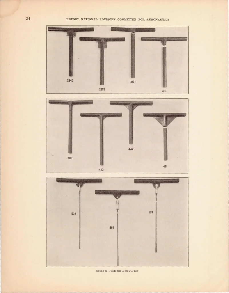 An illustration from Strength of Welded Joints in Tubular Members for Aircraft, 1931, leaf 35