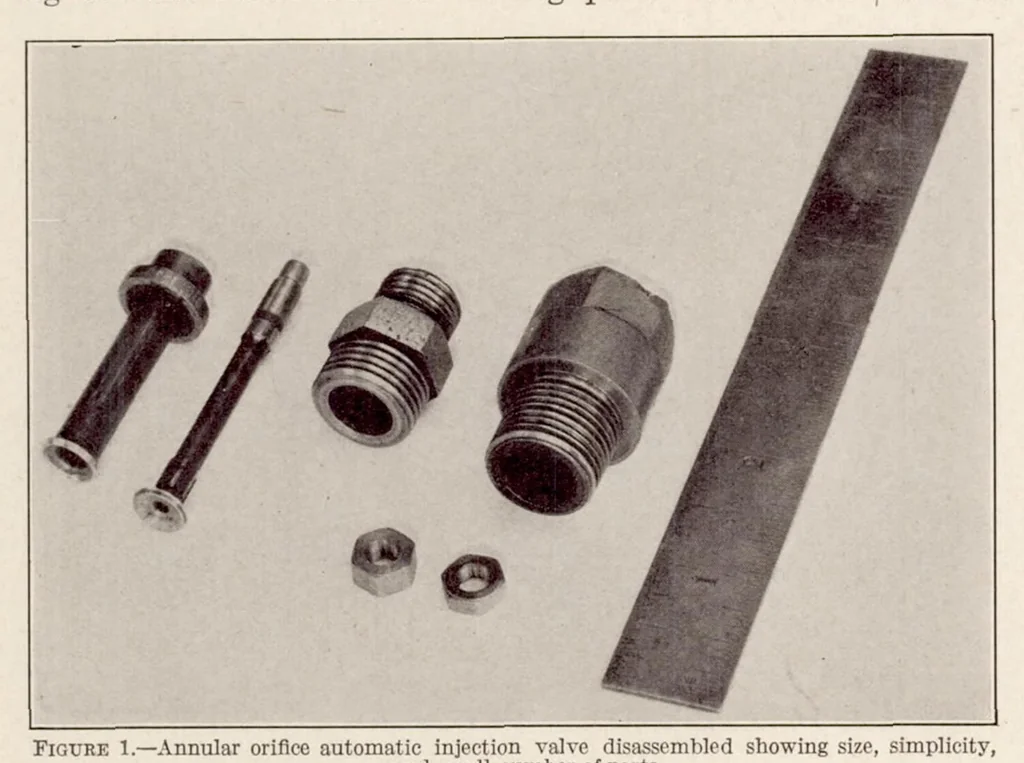 An illustration from The Design and Development of an Automatic Injection Valve with an Annular Orifice of Varying Area, 1931, leaf 5