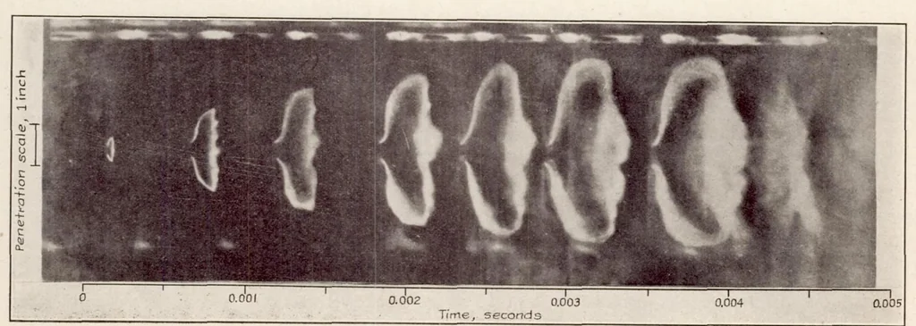 An illustration from The Design and Development of an Automatic Injection Valve with an Annular Orifice of Varying Area, 1931, leaf 7