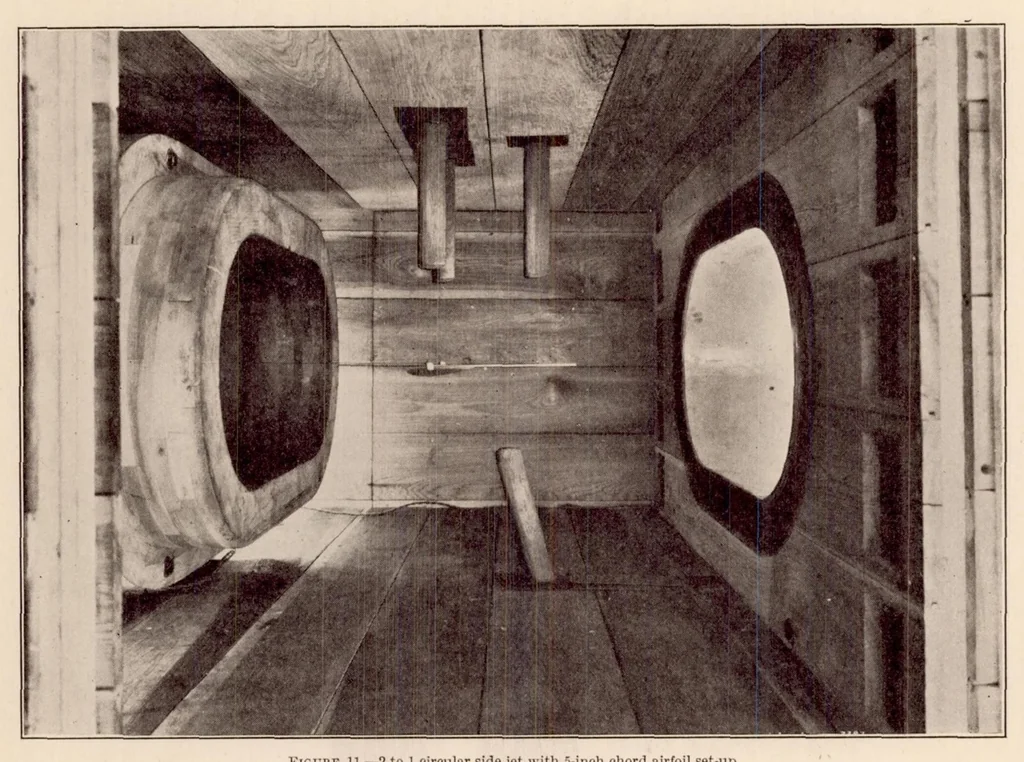 An illustration from Experimental Determination of Jet Boundary Corrections for Airfoil Tests in Four Open Wind Tunnel Jets of Different Shapes, 1931, leaf 11