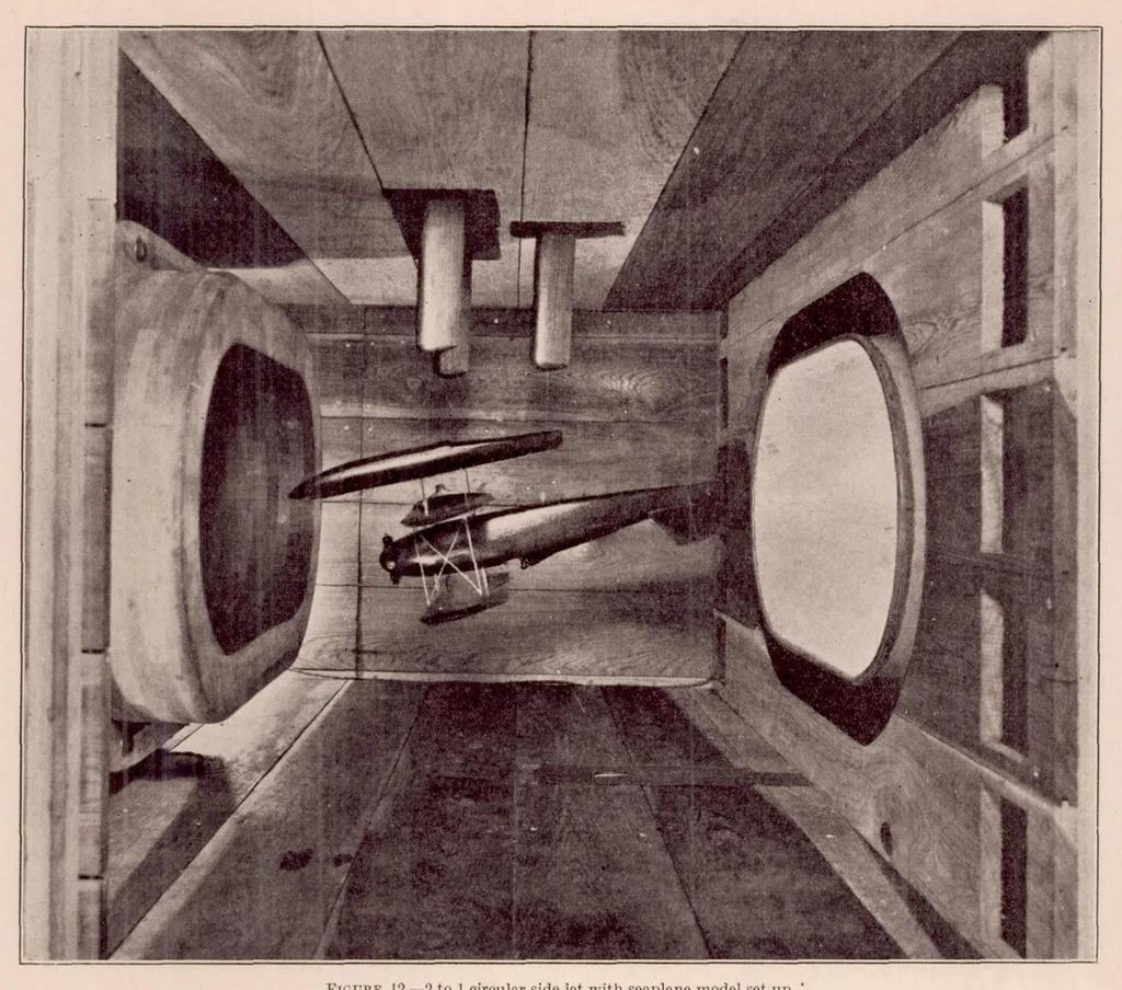 An illustration from Experimental Determination of Jet Boundary Corrections for Airfoil Tests in Four Open Wind Tunnel Jets of Different Shapes, 1931, leaf 12