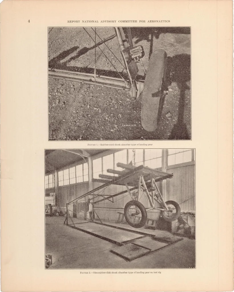 An illustration from Dynamic and Flight Tests on Rubber-Cord and Oleo-Rubber-Disk Landing Gears for an F6C-4 Airplane, 1932, leaf 5