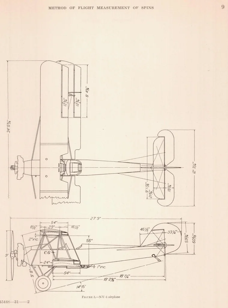 An illustration from A Method of Flight Measurement of Spins, 1932, leaf 10