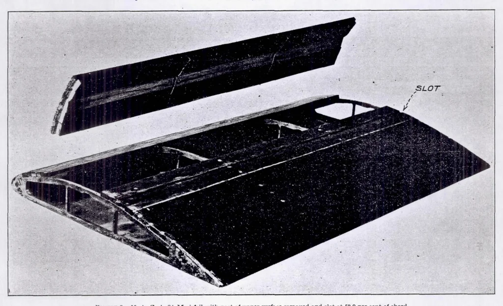 An illustration from Wind-Tunnel Tests on Airfoil Boundary Layer Control Using a Backward-Opening Slot, 1932, leaf 6