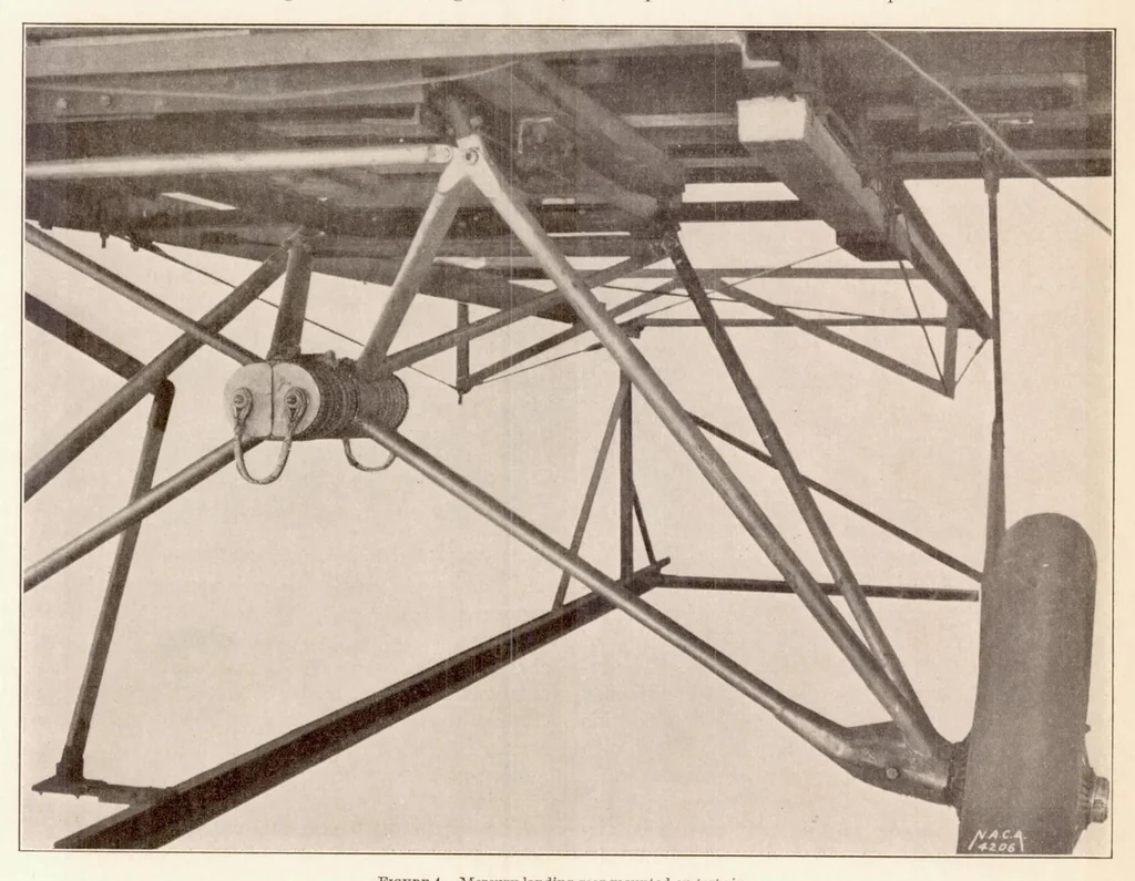 An illustration from Drop and Flight Tests on NY-2 Landing Gears Including Measurements of Vertical Velocities at Landing, 1933, leaf 7