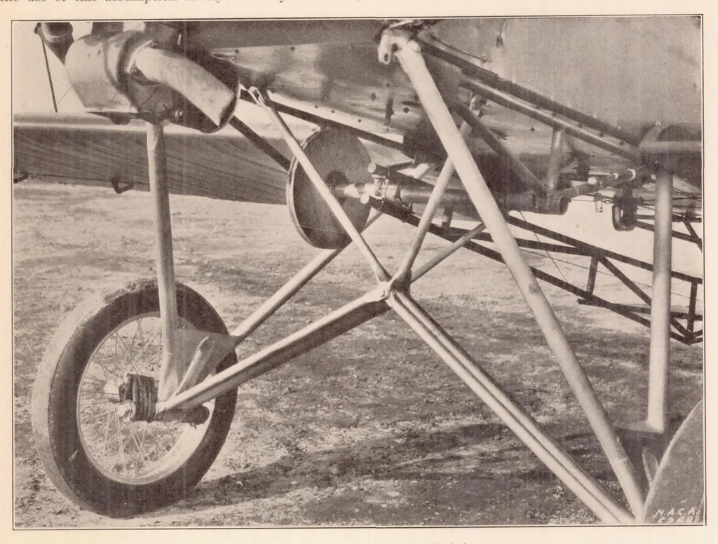 An illustration from Drop and Flight Tests on NY-2 Landing Gears Including Measurements of Vertical Velocities at Landing, 1933, leaf 8