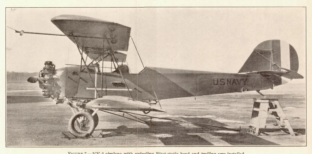An illustration from Drop and Flight Tests on NY-2 Landing Gears Including Measurements of Vertical Velocities at Landing, 1933, leaf 9