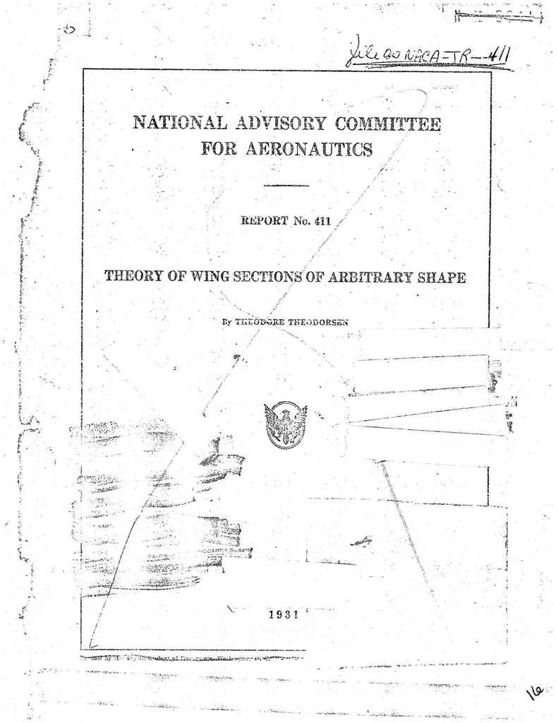 An illustration from Theory of wing sections of arbitrary shape, 1933, leaf 0