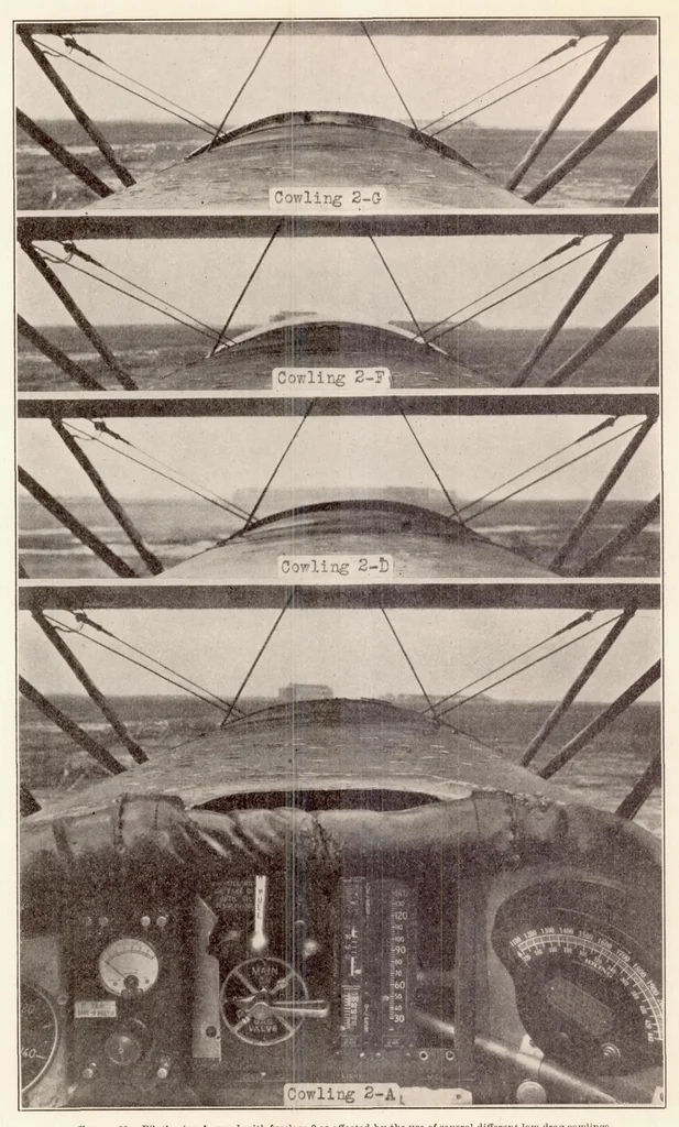 An illustration from The Effect on Airplane Performance of the Factors That Must Be Considered in Applying Low-Drag Cowling to Radial Engines, 1933, leaf 19
