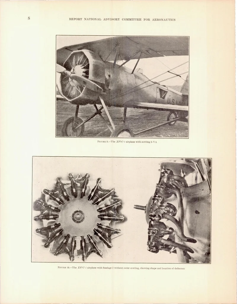 An illustration from The Effect on Airplane Performance of the Factors That Must Be Considered in Applying Low-Drag Cowling to Radial Engines, 1933, leaf 9