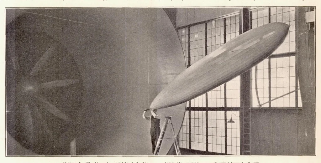 An illustration from Force Measurements on a 1/40-scale Model of the U. S. Airship "Akron.", 1933, leaf 7