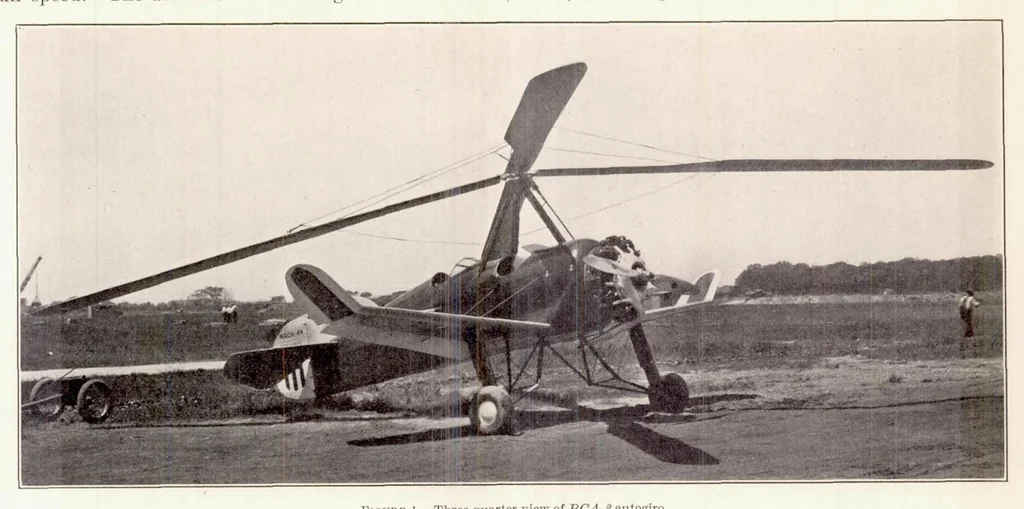 An illustration from Lift and Drag Characteristics and Gliding Performance of an Autogiro as Determined in Flight, 1933, leaf 5