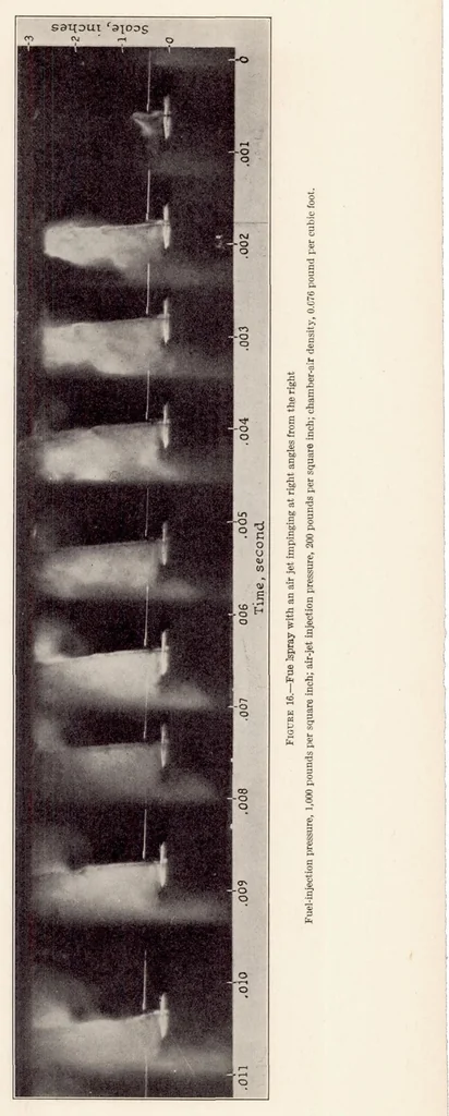 An illustration from Experiments on the Distribution of Fuel in Fuel Sprays, 1933, leaf 16