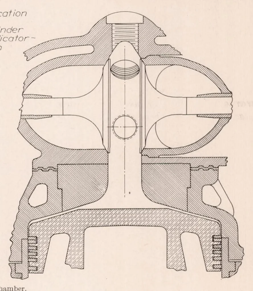 An illustration from Increasing the Air Charge and Scavenging the Clearance Volume of a Compression-Ignition Engine, 1934, leaf 5