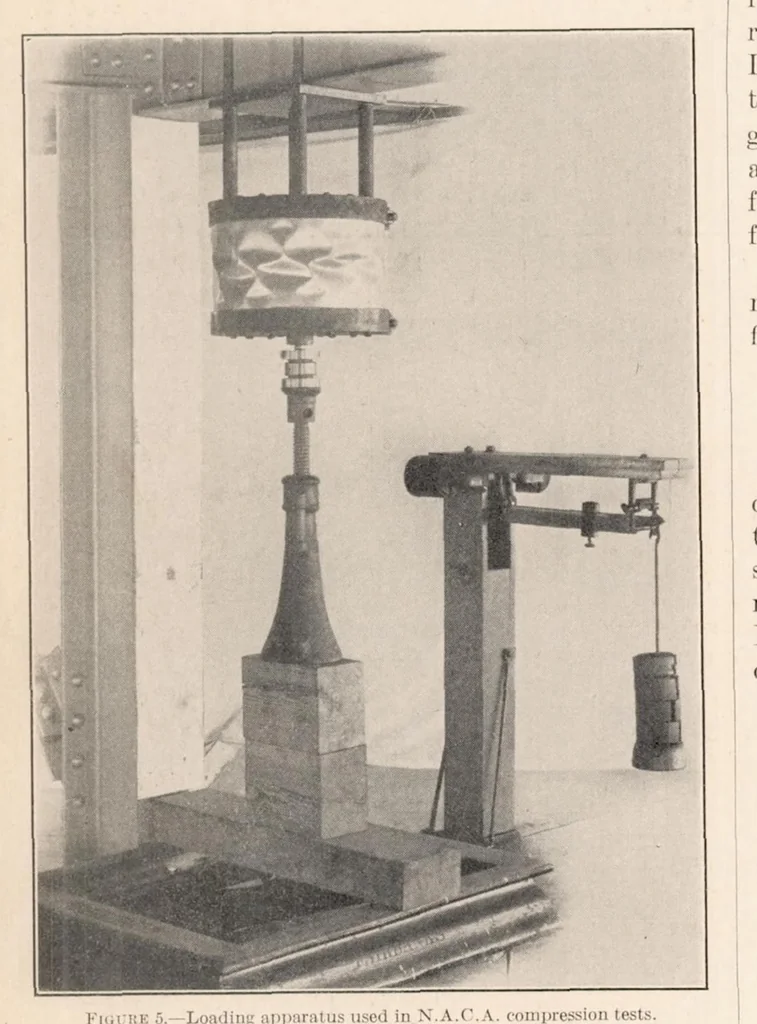 An illustration from Strength Tests of Thin-Walled Duralumin Cylinders in Compression, 1934, leaf 7