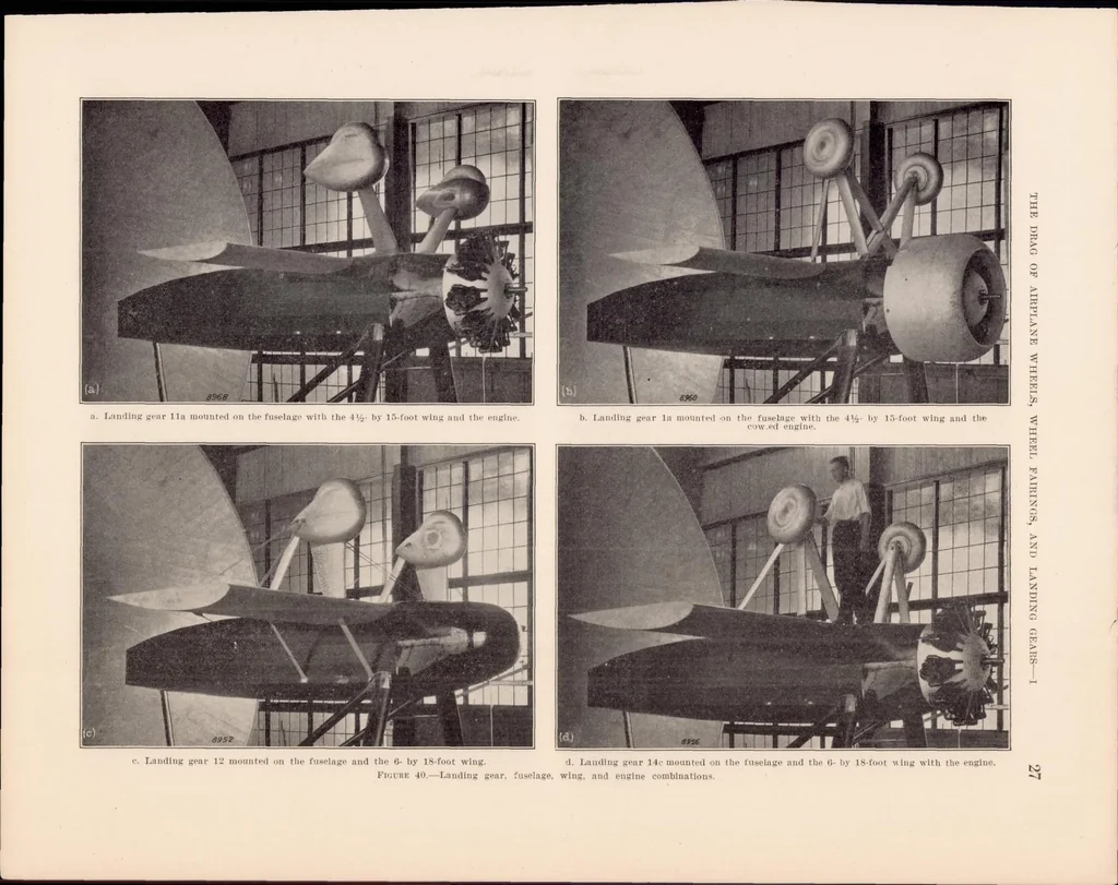 An illustration from The Drag of Airplane Wheels, Wheel Fairings, and Landing Gears - I, 1935, leaf 28