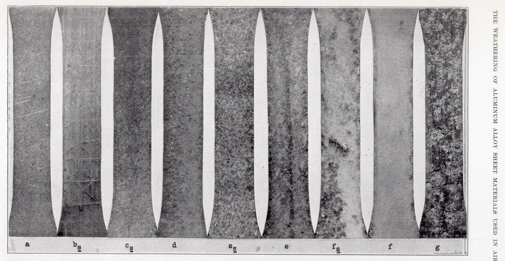 An illustration from The Weathering of Aluminum Alloy Sheet Materials Used in Aircraft, 1935, leaf 30