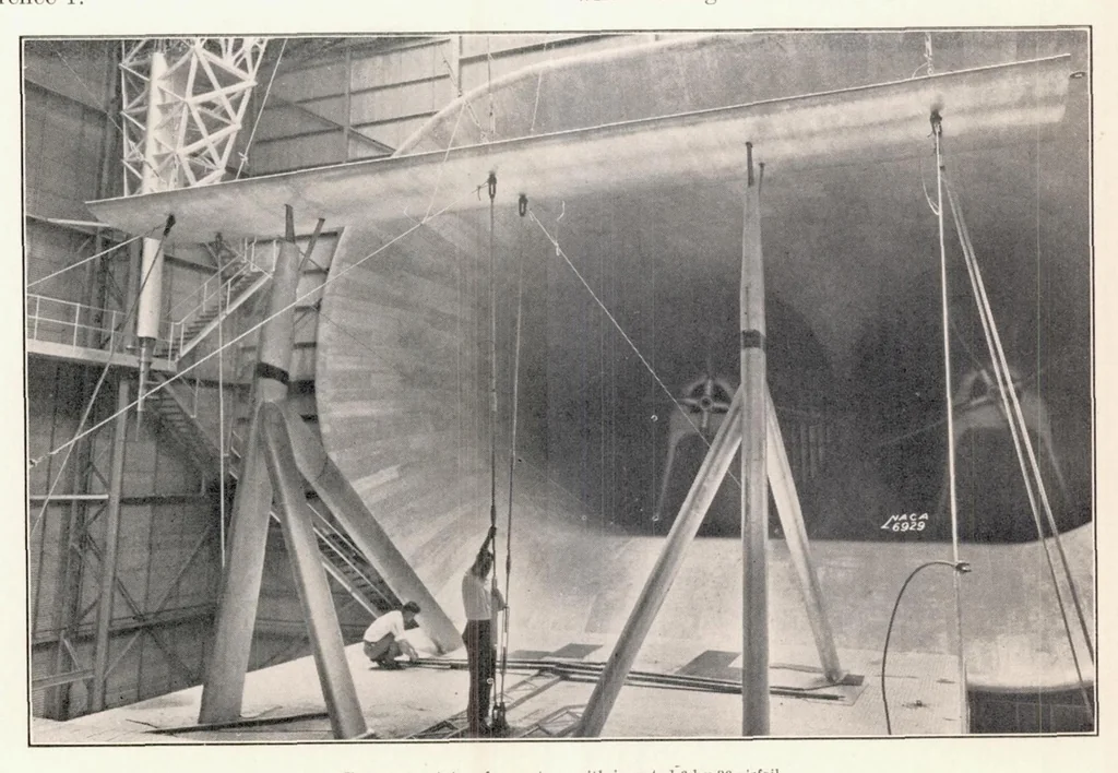 An illustration from Scale Effect on Clark Y Airfoil Characteristics from NACA Full-Scale Wind-Tunnel Tests, 1935, leaf 5