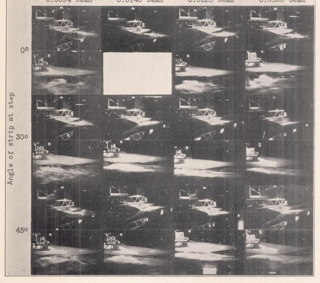 An illustration from The Effect of Spray Strips on the Take-off Performance of a Model of a Flying-Boat Hull, 1935, leaf 14
