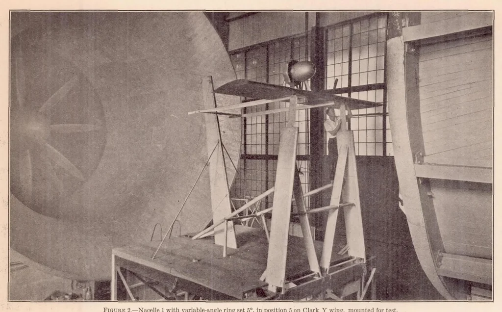 An illustration from Tests of Nacelle-Propeller Combinations in Various Positions with Reference to Wings VI : Wings and Nacelles with Pusher Propeller, 1935, leaf 6