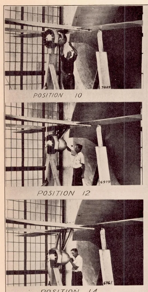 An illustration from Tests of Nacelle-Propeller Combinations in Various Positions with Reference to Wings VI : Wings and Nacelles with Pusher Propeller, 1935, leaf 8