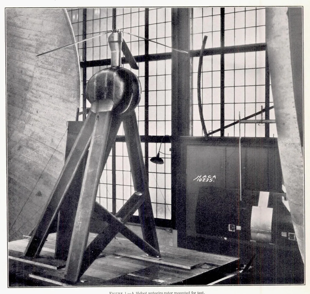 An illustration from Wind-Tunnel Tests of 10-foot-diameter Autogiro Rotors, 1937, leaf 5