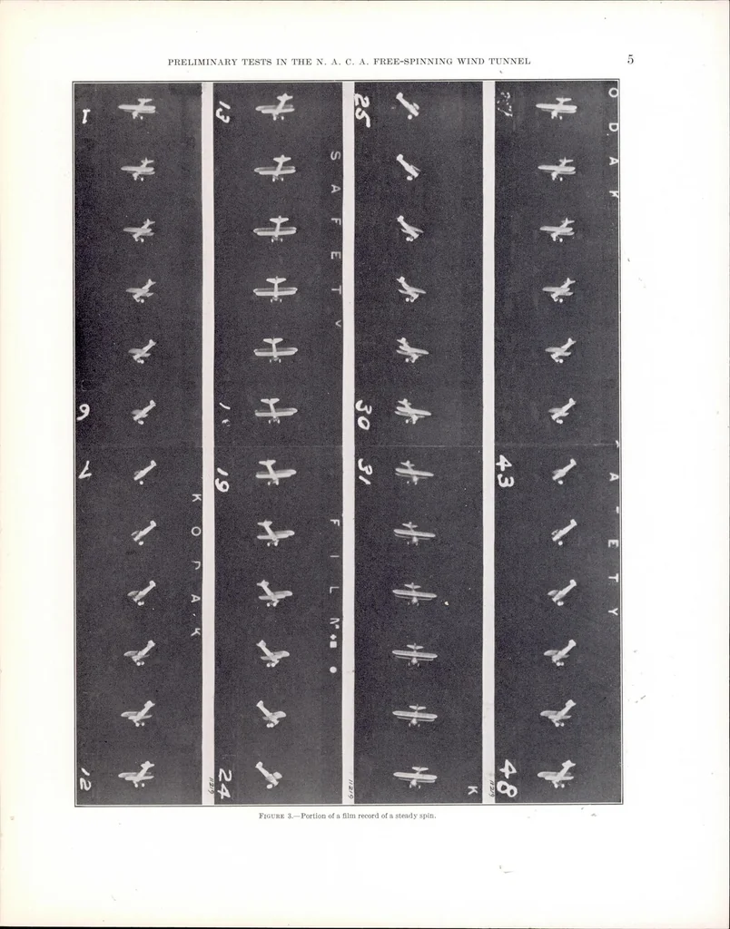 An illustration from Preliminary Tests in the NACA Free-Spinning Wind Tunnel, 1937, leaf 8