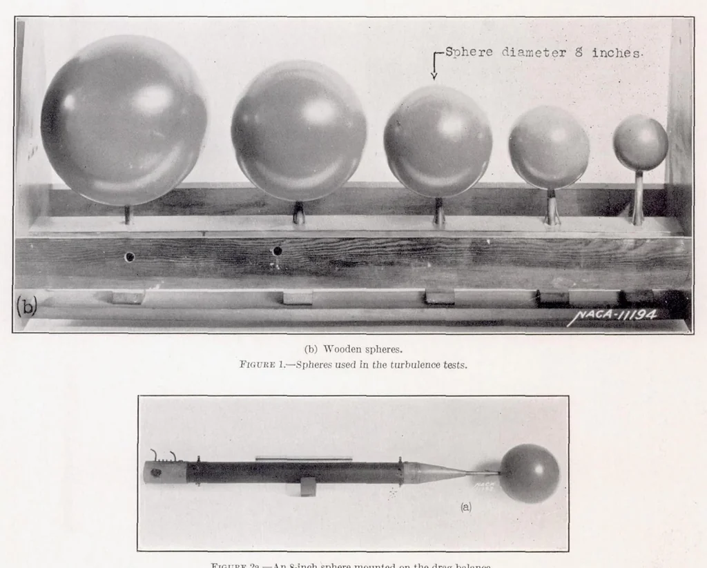 An illustration from Turbulence Factors of NACA Wind Tunnels as Determined by Sphere Tests, 1937, leaf 6