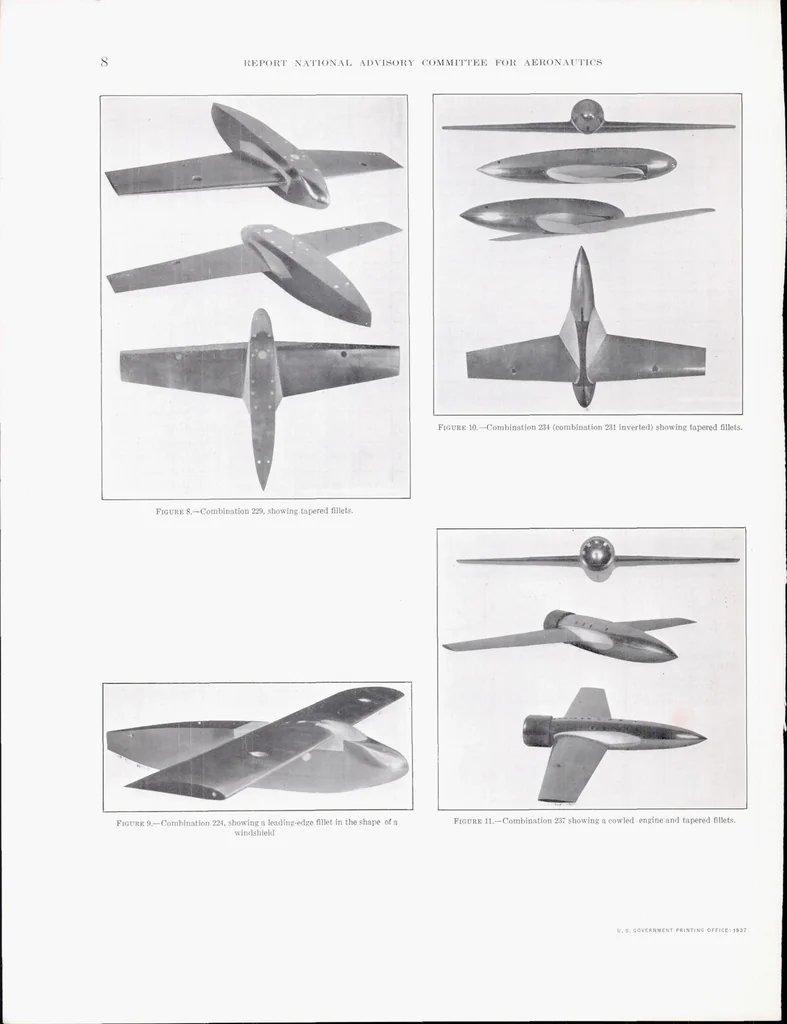 An illustration from Interference of Wing and Fuselage from Tests of 28 Combinations in the NACA Variable-Density Tunnel, 1937, leaf 11