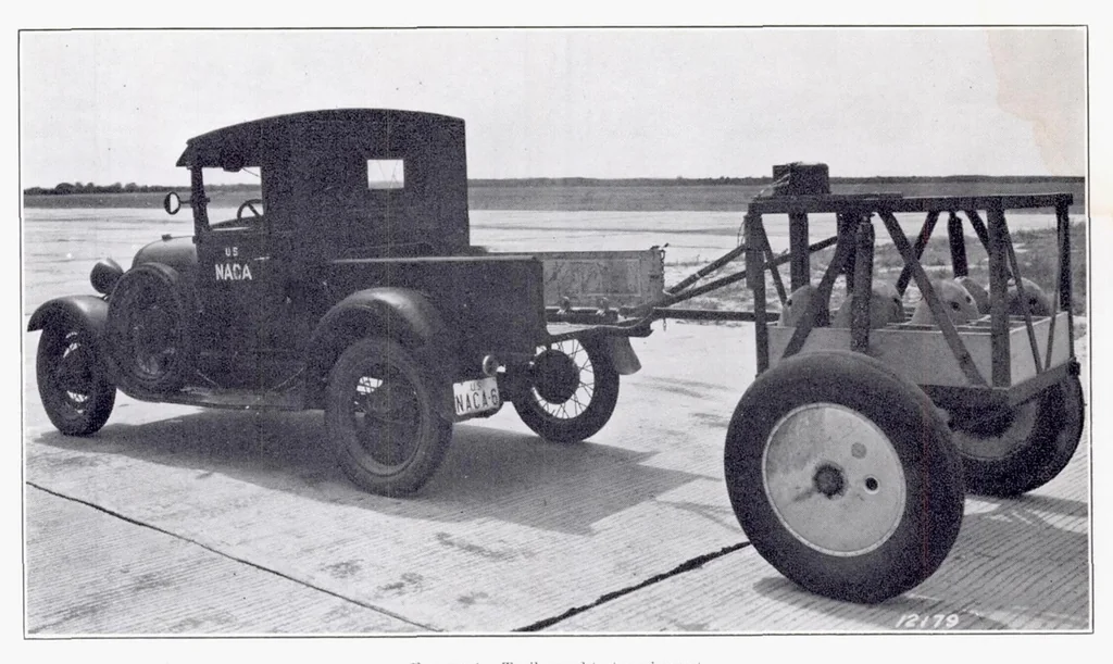 An illustration from The Rolling Friction of Several Airplane Wheels and Tires and the Effect of Rolling Friction on Take-Off, 1937, leaf 5